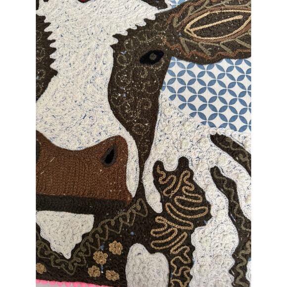 Karma Living Throw Pillow Embroidered Heifer/COW RARE - Picture 3 of 5